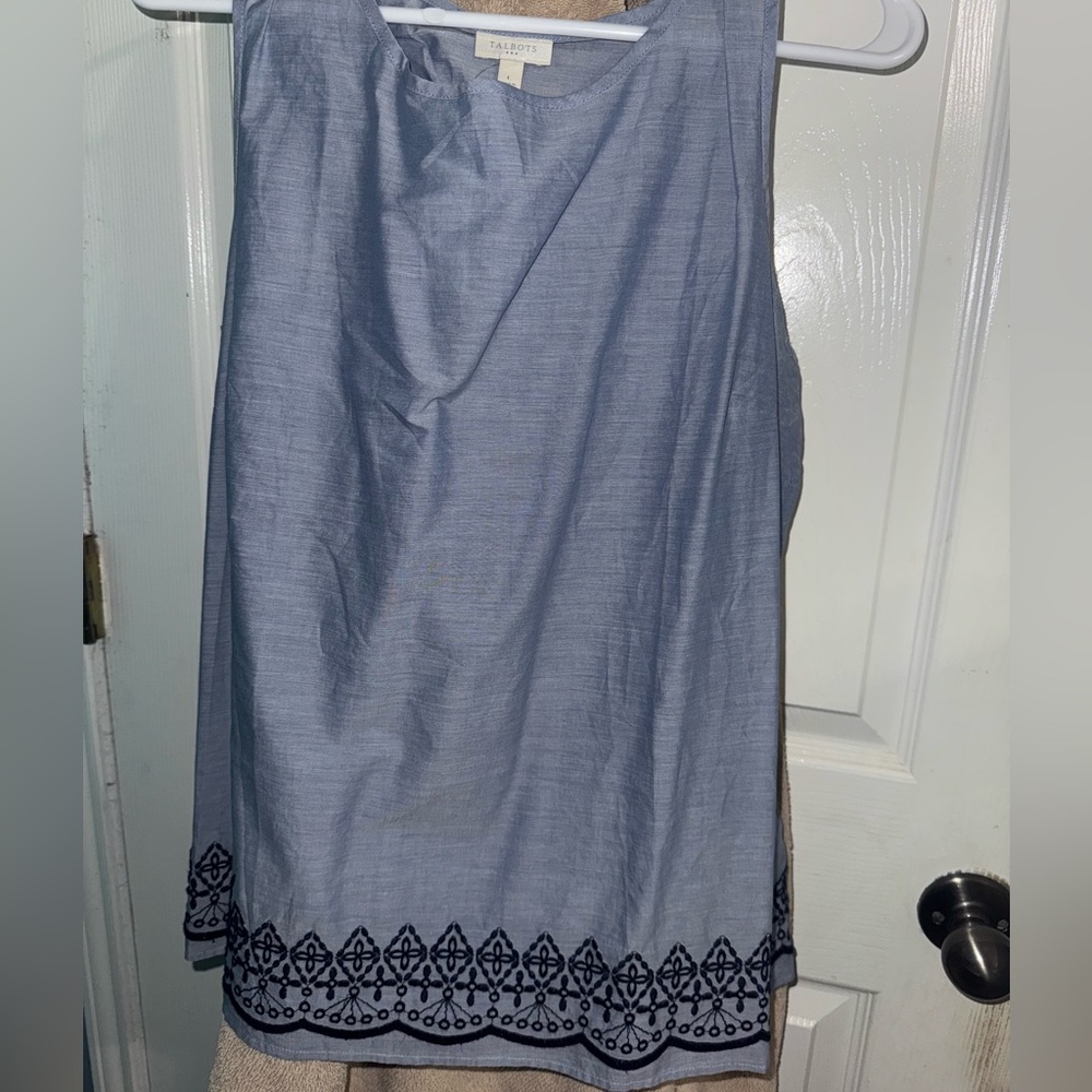 Talbots Light Blue Tank Top with Black Detailing